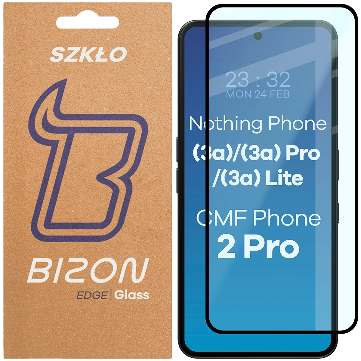 Szkło hartowane Bizon Glass Edge dla Nothing Phone (3a) / (3a) Pro / (3a) Lite / CMF Phone 2 Pro